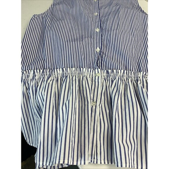J Crew Womens Top Button Back Stripe Peplum Sleeveless Shirt Blue poplin XS - Picture 7 of 8